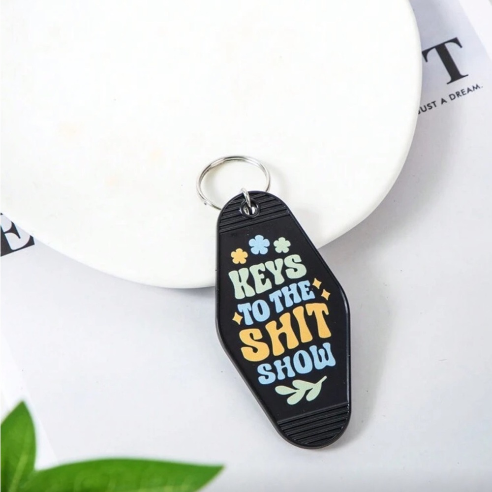 Black Keychain with Colorful Text - Picture 2 of 3